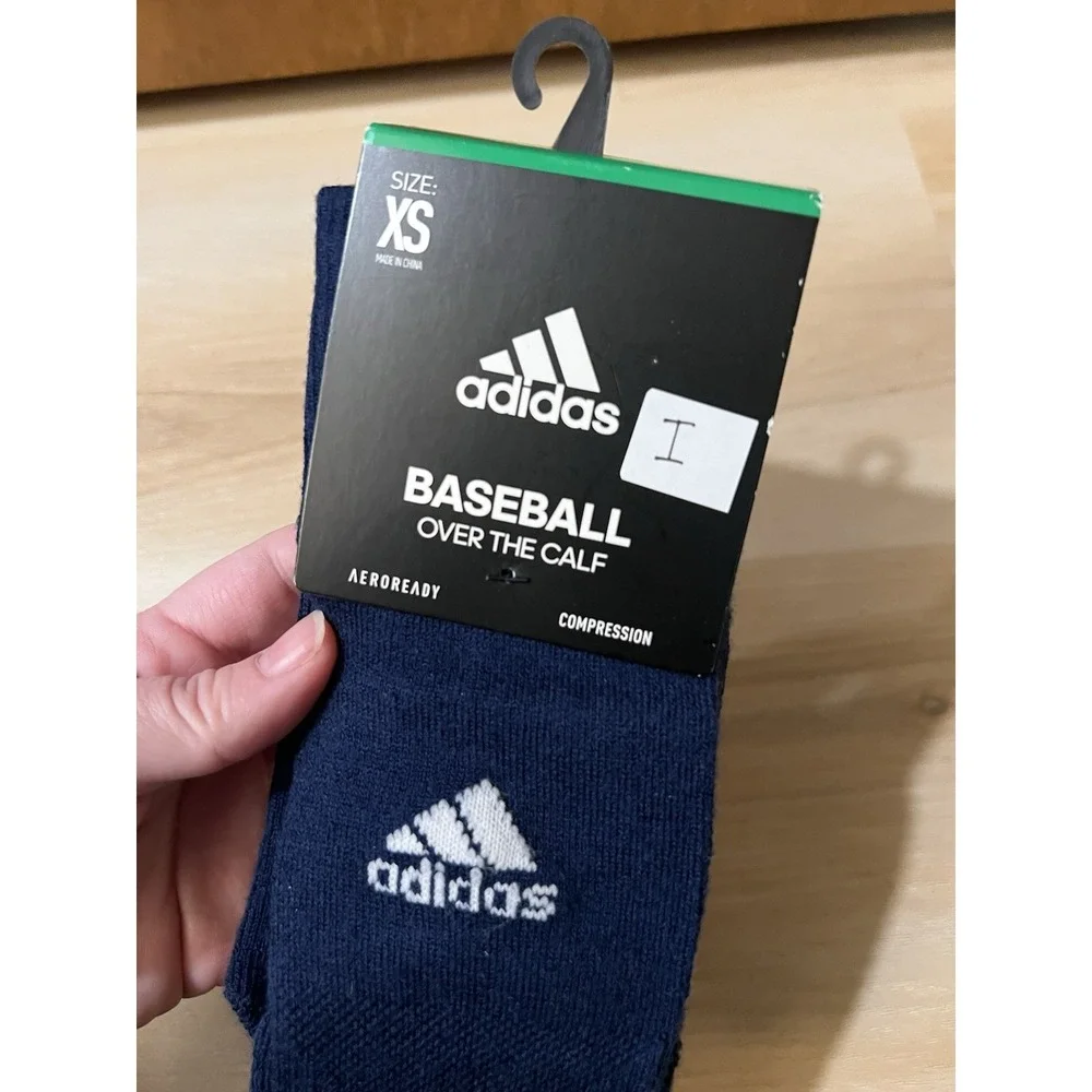 ADIDAS Kids Baseball Over The Calf Compression Navy‎ Blue Socks Size XS Youth